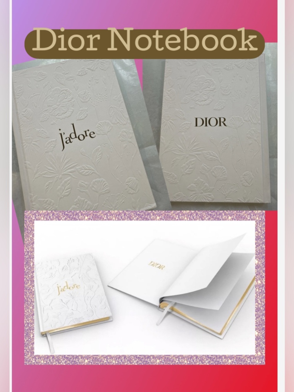 Dior J’adore White Notebook with Gold Logo (reduced price)